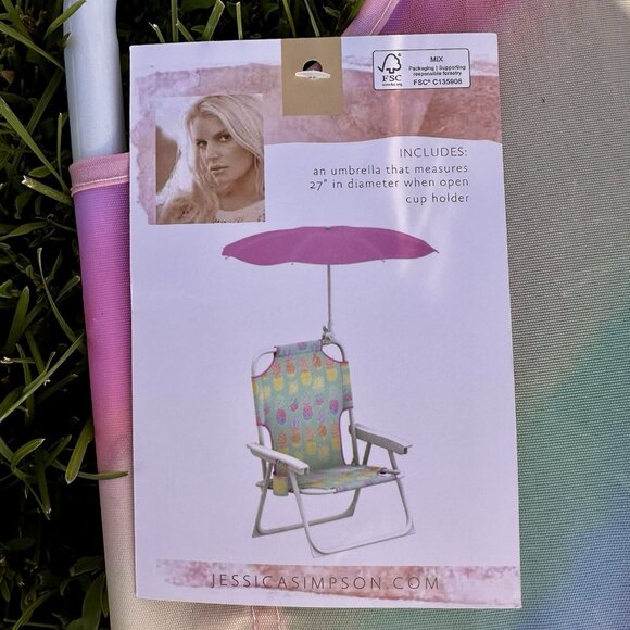 JESSICA SIMPSON Beach Chair 3-6 Years Hombre Rainbow Foldable Umbrella Cup - Picture 7 of 7